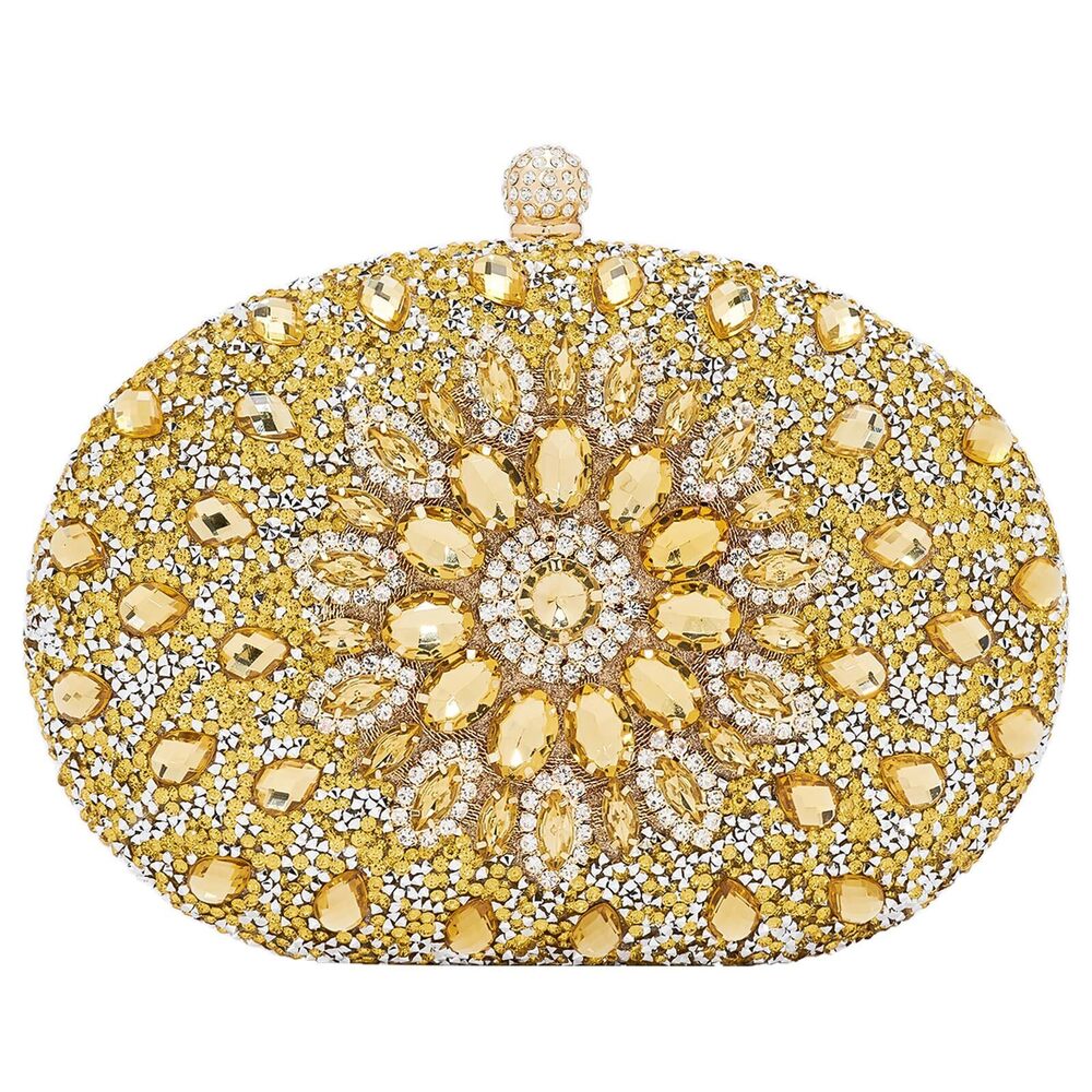 8678 Gold Clutch Purses Rhinestone Evening Clutch Sparkling Evening Bags - Picture 5 of 7